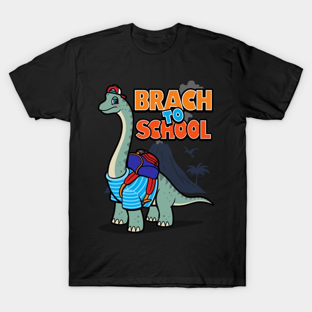 Cute Student Brachiosaurus Dinosaur Cartoon Gift For Dinosaur Lovers T-Shirt by BoggsNicolas